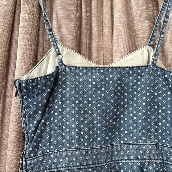 Mossimo Chambray Denim Spaghetti Strap Fit & Flare Circle Print Dress Medium - Picture 14 of 14